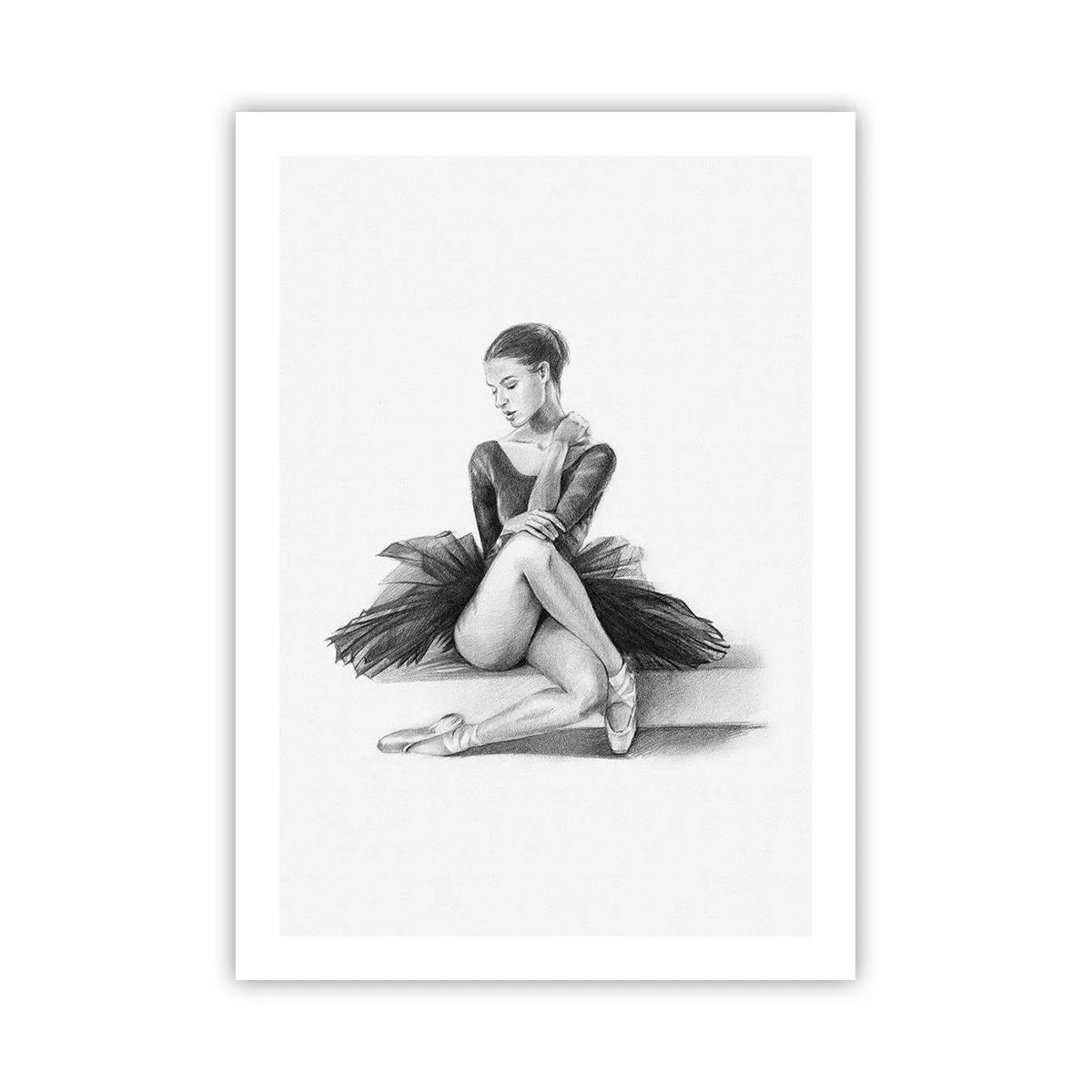 Affiche - Poster - Croquis d'une ballerine assise au repos - 50x70cm - Envoutée par la danse - Décoration murale moderne pour le salon et la chambre ARTTOR