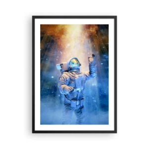 Affiche dans un cadre noir - Poster - Astronaute à la lumière des étoiles et des galaxies dans l'espace - 50x70cm - Enfin arrivé - Décoration murale moderne pour le salon et la chambre ARTTOR
