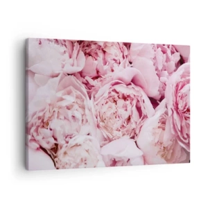 Impression sur toile - Image sur toile - Gros plan d'un bouquet de pivoines roses - 70x50cm - Caliné et parfumé - Décoration murale moderne pour le salon et la chambre ARTTOR