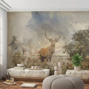 Papier Peint Photo Premium Canvas - Dignité - force - majesté - Animaux, Cerf, Paysage - 400x280 cm