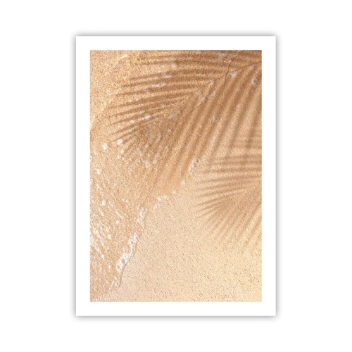Affiche - Poster - L'ombre des feuilles de palmier sur le sable doré de la plage - 50x70cm - Ombre d'un été chaud - Décoration murale moderne pour le salon et la chambre ARTTOR