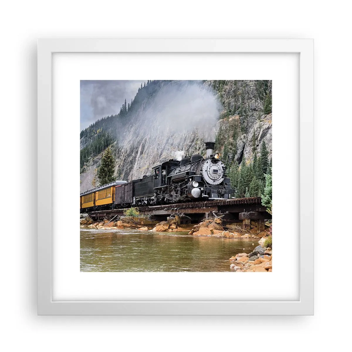 Affiche dans un cadre blanc - Poster - Et lui jusqu'où? Jusqu'où? - 30x30 cm