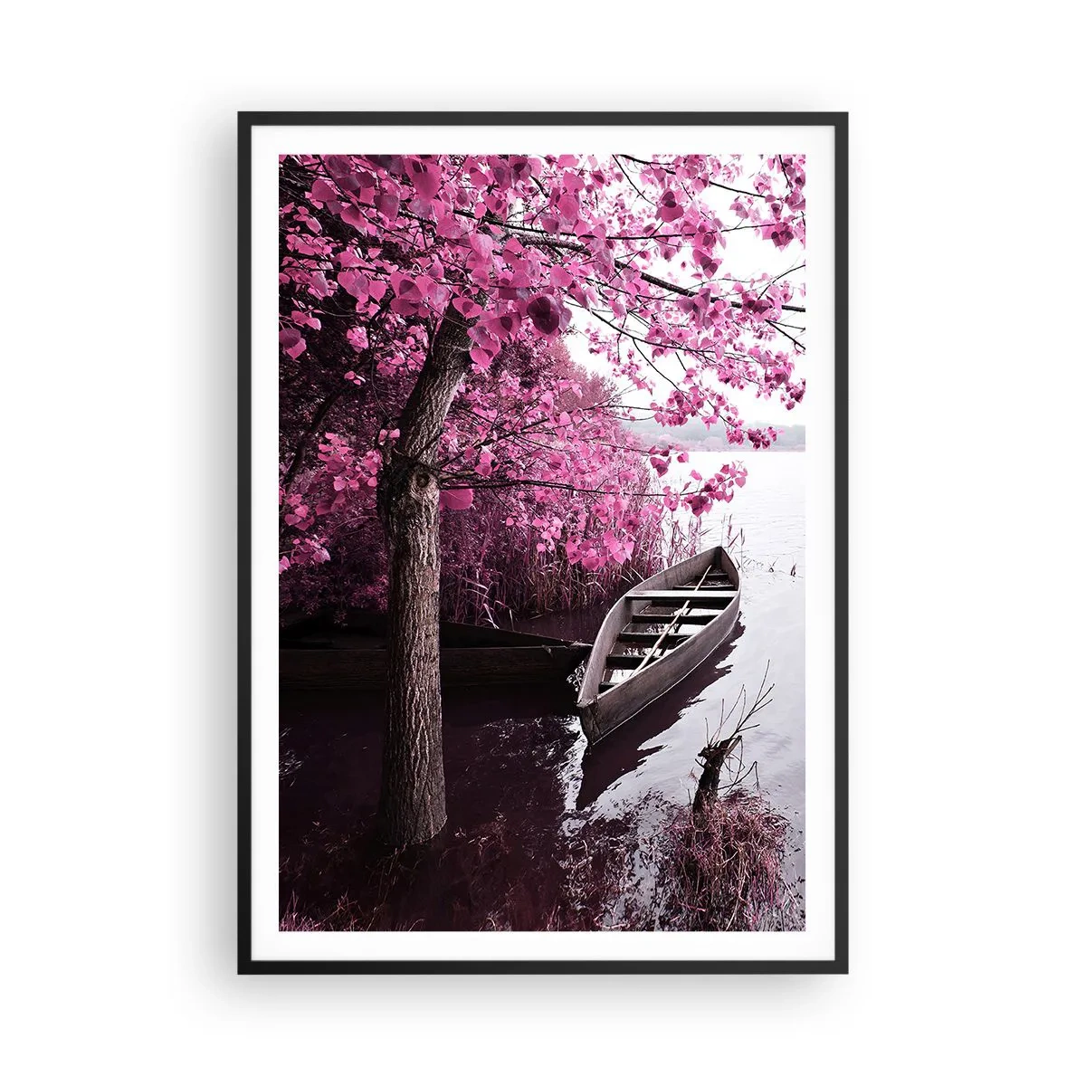 Affiche dans un cadre noir - Poster - Dans un silence rose - 70x100 cm