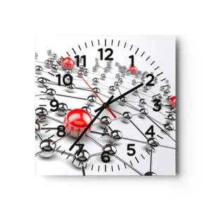 Horloge murale - Pendule murale - Toile argentée - 40x40 cm