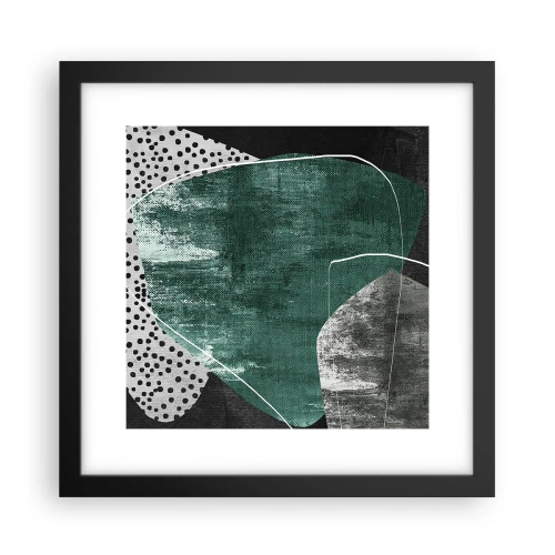 Affiche dans un cadre noir - Poster - Abstraction colorée avec feuille d'or - 30x30 cm