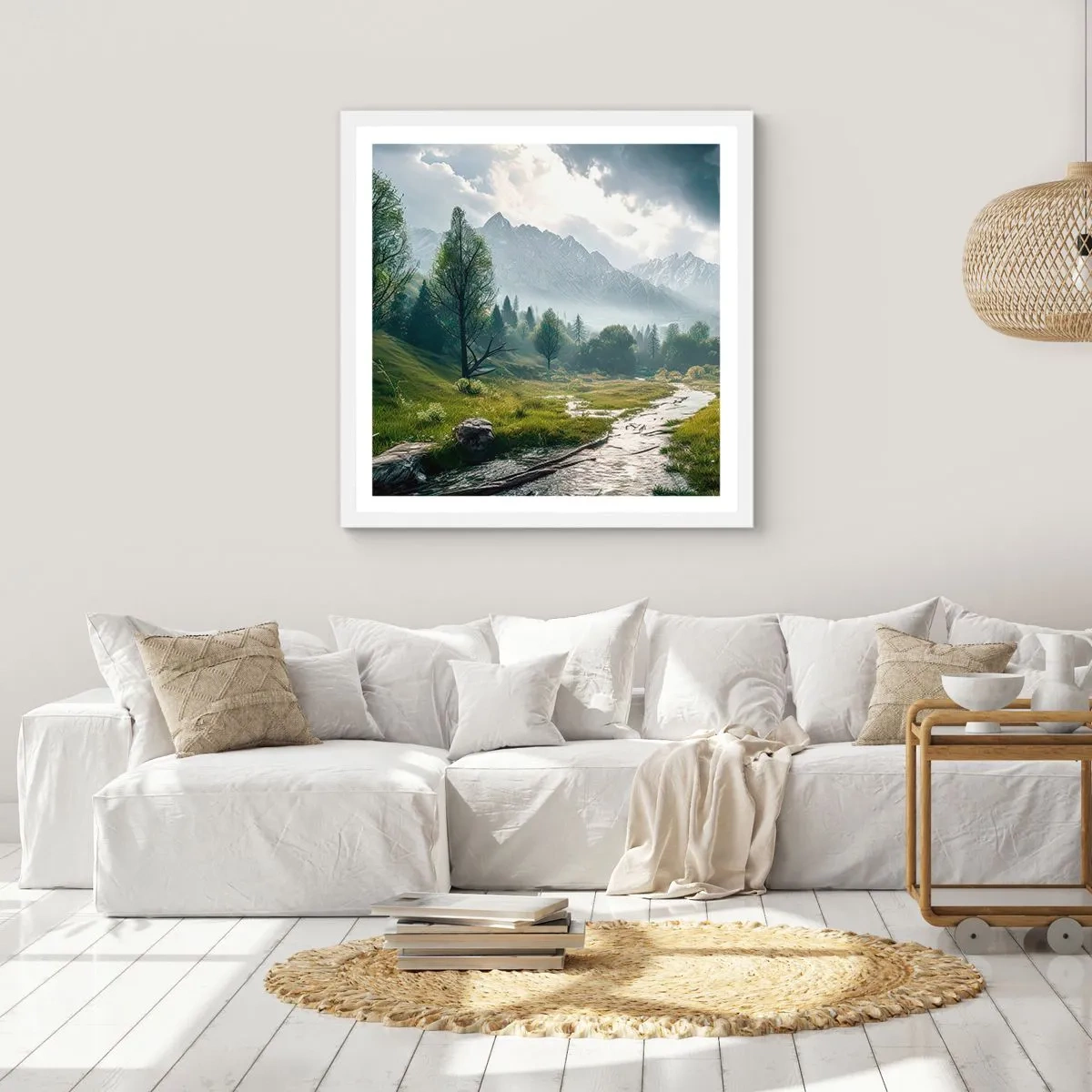 Affiche dans un cadre blanc - Poster - Aller et retour - 60x60 cm