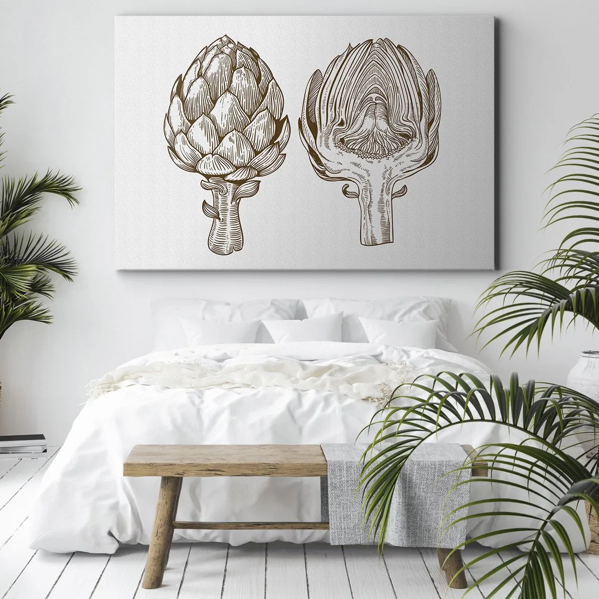 Impression sur toile - Image sur toile - Dessin d'art vintage d'un artichaut - 70x50cm - Leçon d’anatomie - Décoration murale moderne pour le salon et la chambre ARTTOR