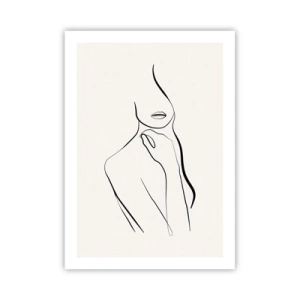 Affiche - Poster - Une ligne minimaliste d'une silhouette féminine sur un fond clair - 50x70cm - Vague de mélancolie - Décoration murale moderne pour le salon et la chambre ARTTOR