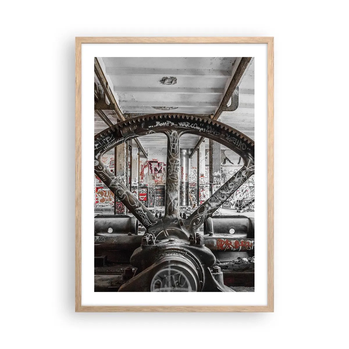 Affiche dans un chêne clair - Poster - Vie secrète d'une usine - 50x70 cm