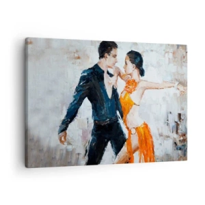 Impression sur toile - Image sur toile - Un couple dynamique dansant dans un style latino-américain. - 70x50cm - Dirty dancing - Décoration murale moderne pour le salon et la chambre ARTTOR