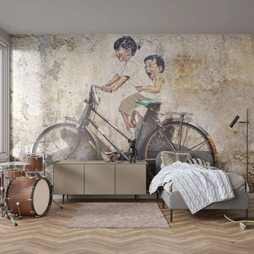 Papier Peint Autocollant Deluxe Sticker - Vrai ou faux? - Abstraction, Mural, Vélo - 350x256 cm