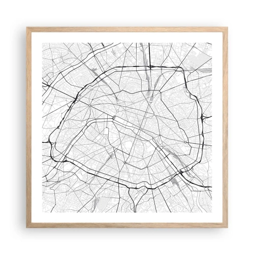 Affiche dans un chêne clair - Poster - Fleur de Paris - 60x60 cm