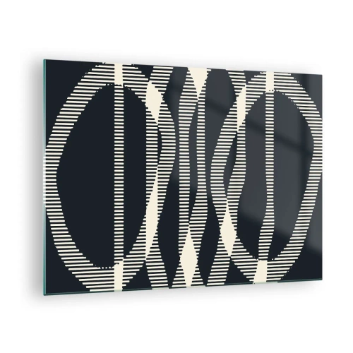 Impression sur verre - Image sur verre - Lignes géométriques dans les tons de noir et de beige - 70x50cm - Une tentative de briser l'obscurité - Décoration murale moderne pour le salon et la chambre ARTTOR
