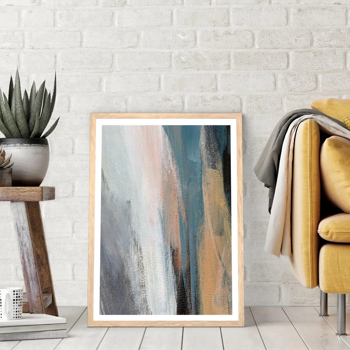 Affiche dans un chêne clair - Poster - Abstraction : paysage nordique - 50x70 cm