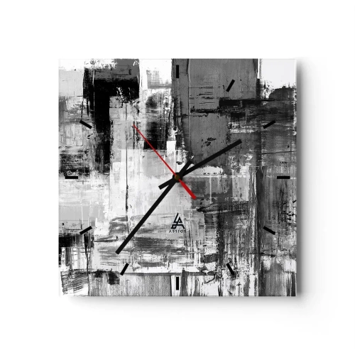 Horloge murale - Pendule murale - Composition abstraite en noir, blanc et gris - 30x30cm - Le gris est beau - Décoration murale moderne pour le salon et la chambre ARTTOR