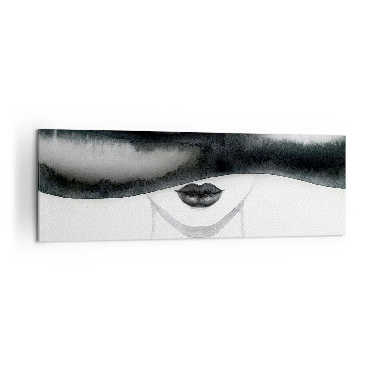 Impression sur toile - Image sur toile - Un portrait subtil d'une femme au visage couvert dans un style monochrome. - 160x50cm - Un mystère sensuel - Décoration murale moderne pour le salon et la chambre ARTTOR