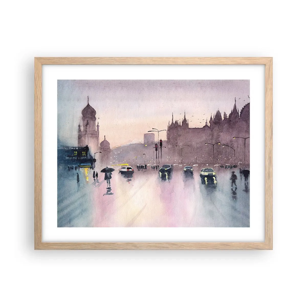Affiche dans un chêne clair - Poster - Dans une brume pluvieuse - 50x40 cm