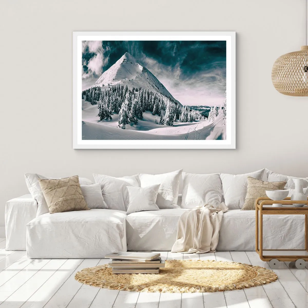 Affiche dans un cadre blanc - Poster - Le pays de la neige et de la glace - 100x70 cm