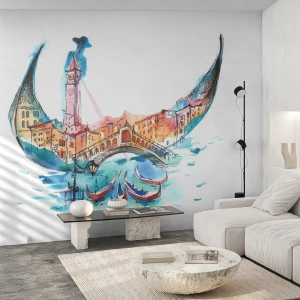 Papier Peint Photo Premium Sand - Nous naviguons à travers la ville - Abstraction, Venise, Pont - 500x350 cm