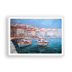 Affiche dans un cadre blanc - Poster - Baie italienne - 100x70 cm