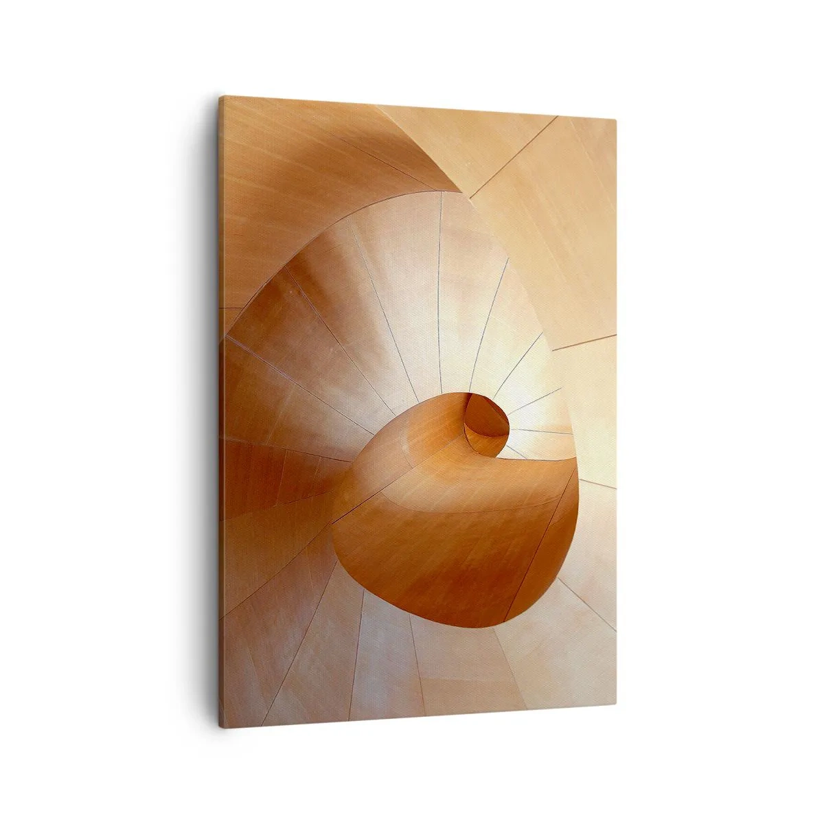 Impression sur toile - Image sur toile - Spirale abstraite dans les tons bois et marron clair - 50x70cm - Serpentin architectural - Décoration murale moderne pour le salon et la chambre ARTTOR
