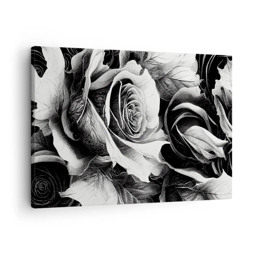 Impression sur toile - Image sur toile - Roses noires et blanches dans une composition élégante - 70x50cm - Toujours une reine - Décoration murale moderne pour le salon et la chambre ARTTOR