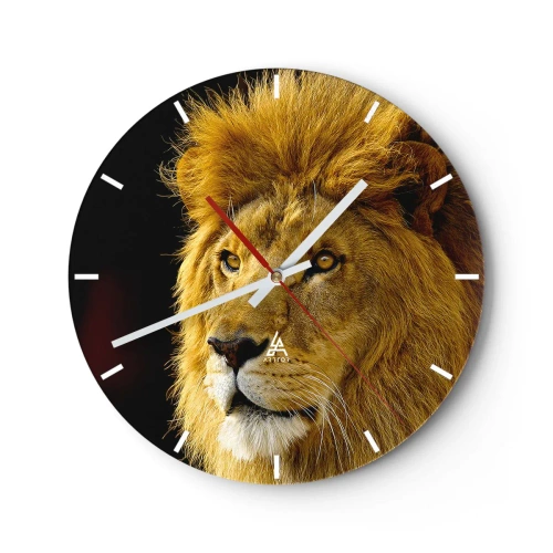 Horloge murale - Pendule murale - Portrait d'un lion sur fond noir - 30x30cm - Portrait de roi - Décoration murale moderne pour le salon, la cuisine et la chambre ARTTOR