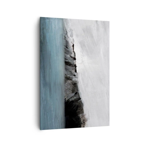 Impression sur toile - Image sur toile - Paysage abstrait avec de l'eau et un rivage rocheux - 70x100cm - Eau – terre : choc des éléments - Décoration murale moderne pour le salon et la chambre ARTTOR