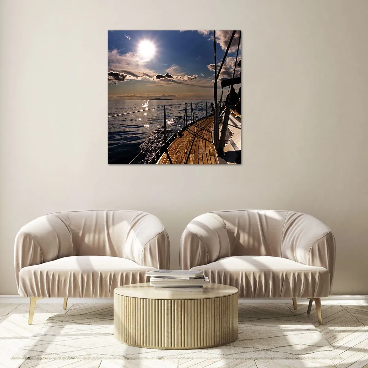 Impression sur verre - Image sur verre - Naviguer vers le soleil - 70x70 cm