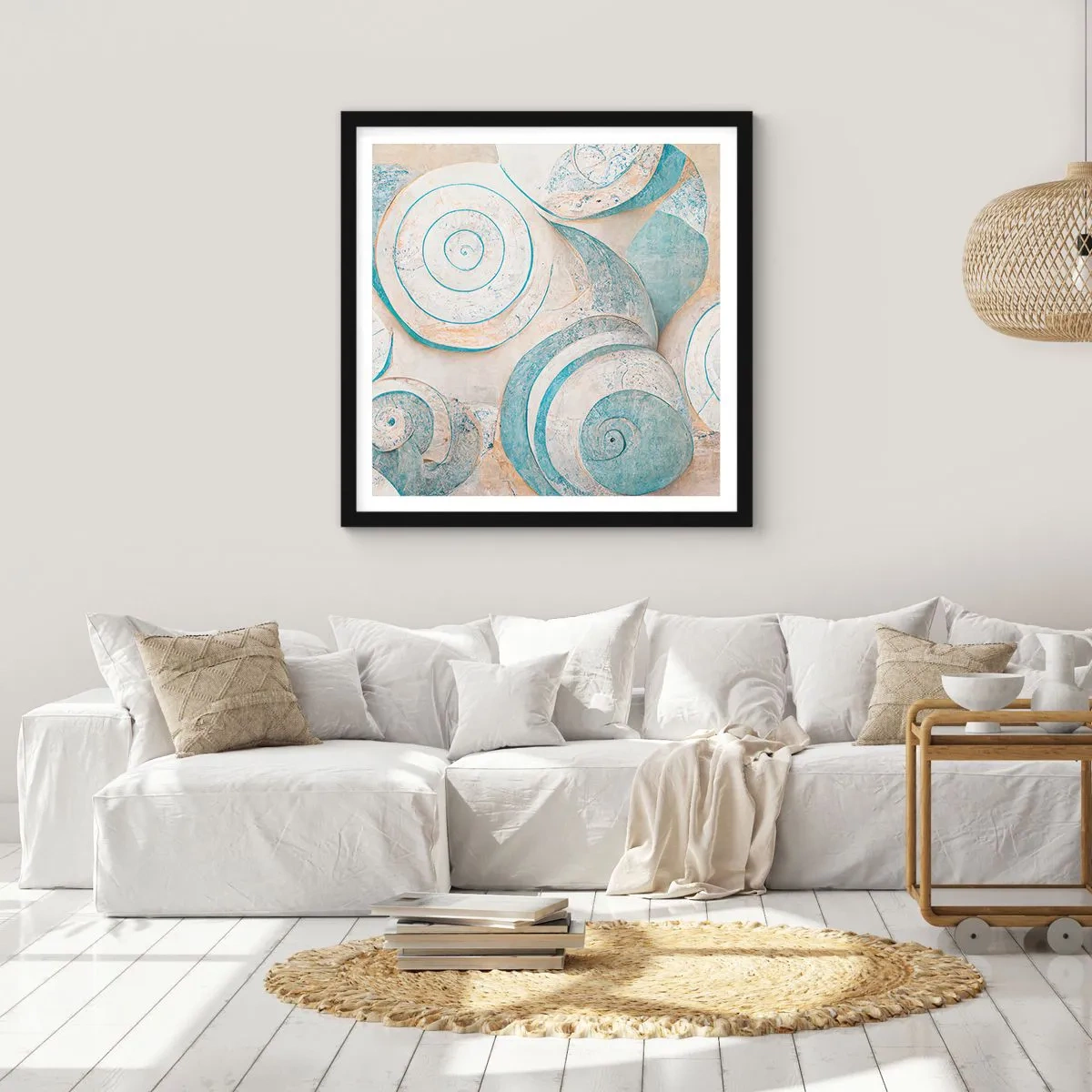 Affiche dans un cadre noir - Poster - Que cache la coque ? - 40x40 cm