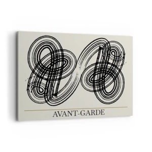 Impression sur toile - Image sur toile - Lignes noires abstraites sur fond clair dans un style avant-gardiste. - 100x70cm - C'est venu spontanément - Décoration murale moderne pour le salon et la chambre ARTTOR