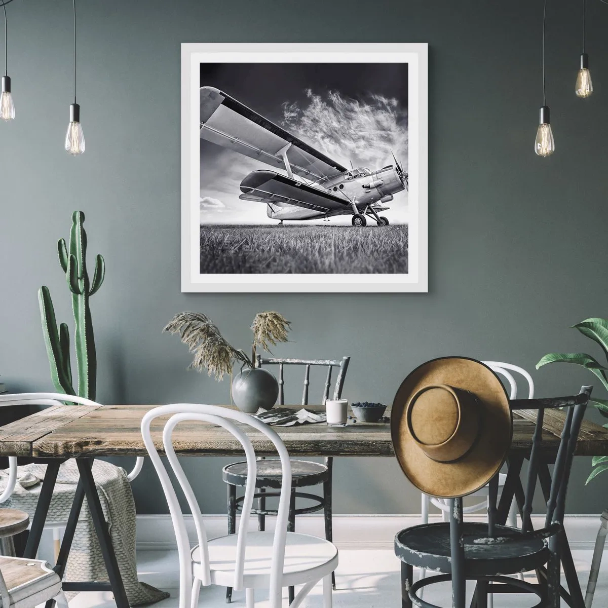 Affiche dans un cadre blanc - Poster - Le pèlerin ailé - 60x60 cm