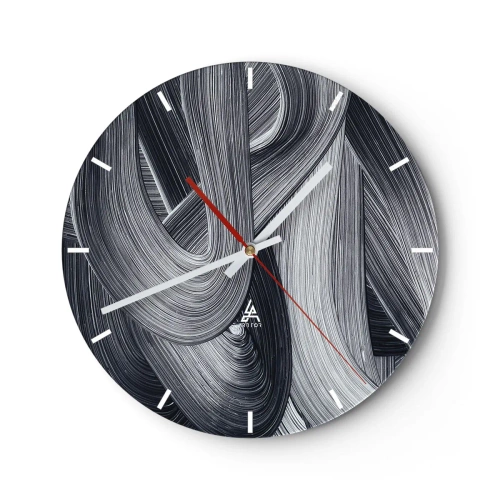 Horloge murale - Pendule murale - Un cheval au galop sur un fond de désert en noir et blanc. - 30x30cm - La fluidité de la réalité - Décoration murale moderne pour le salon, la cuisine et la chambre ARTTOR