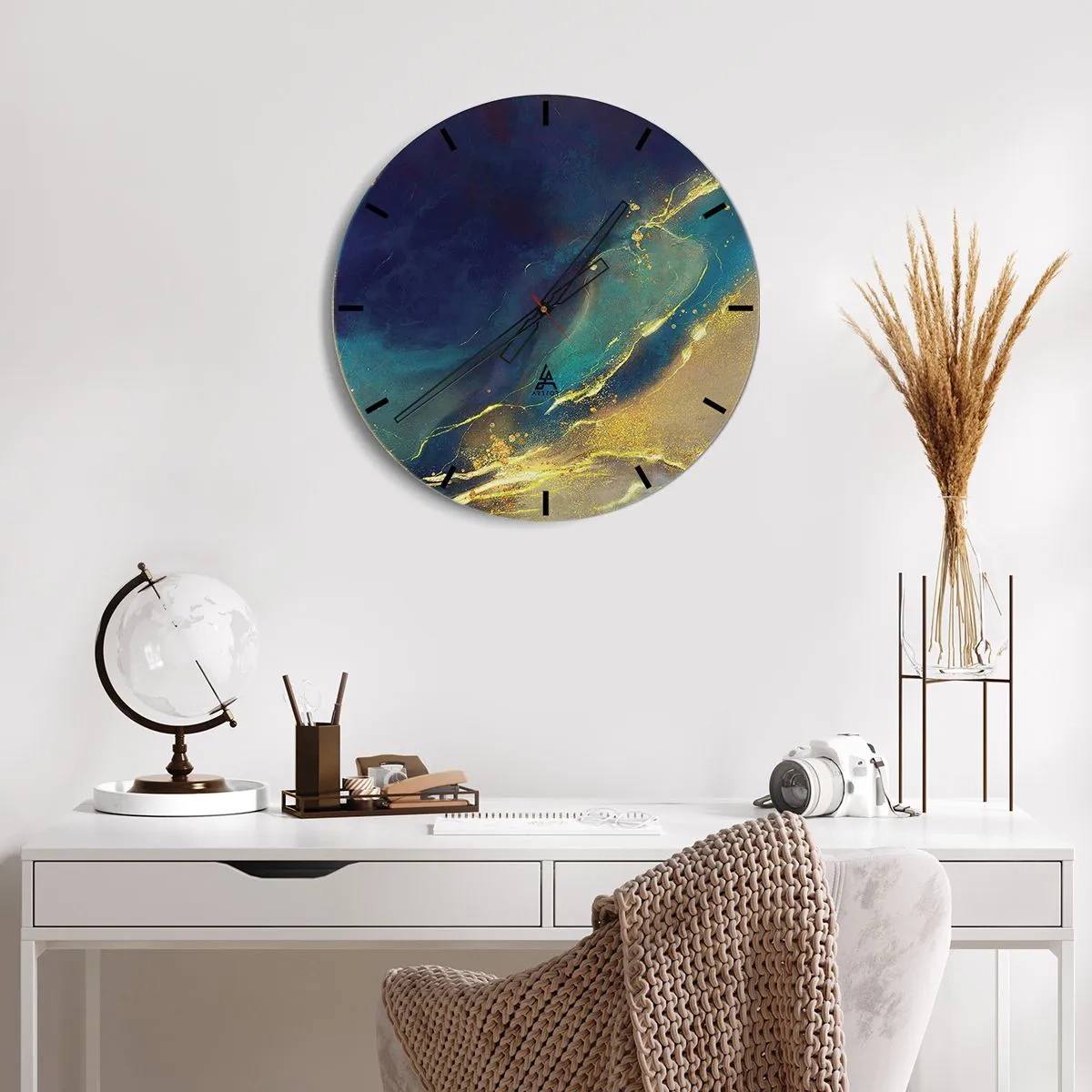 Horloge murale - Pendule murale - Coulée d'or - 40x40 cm