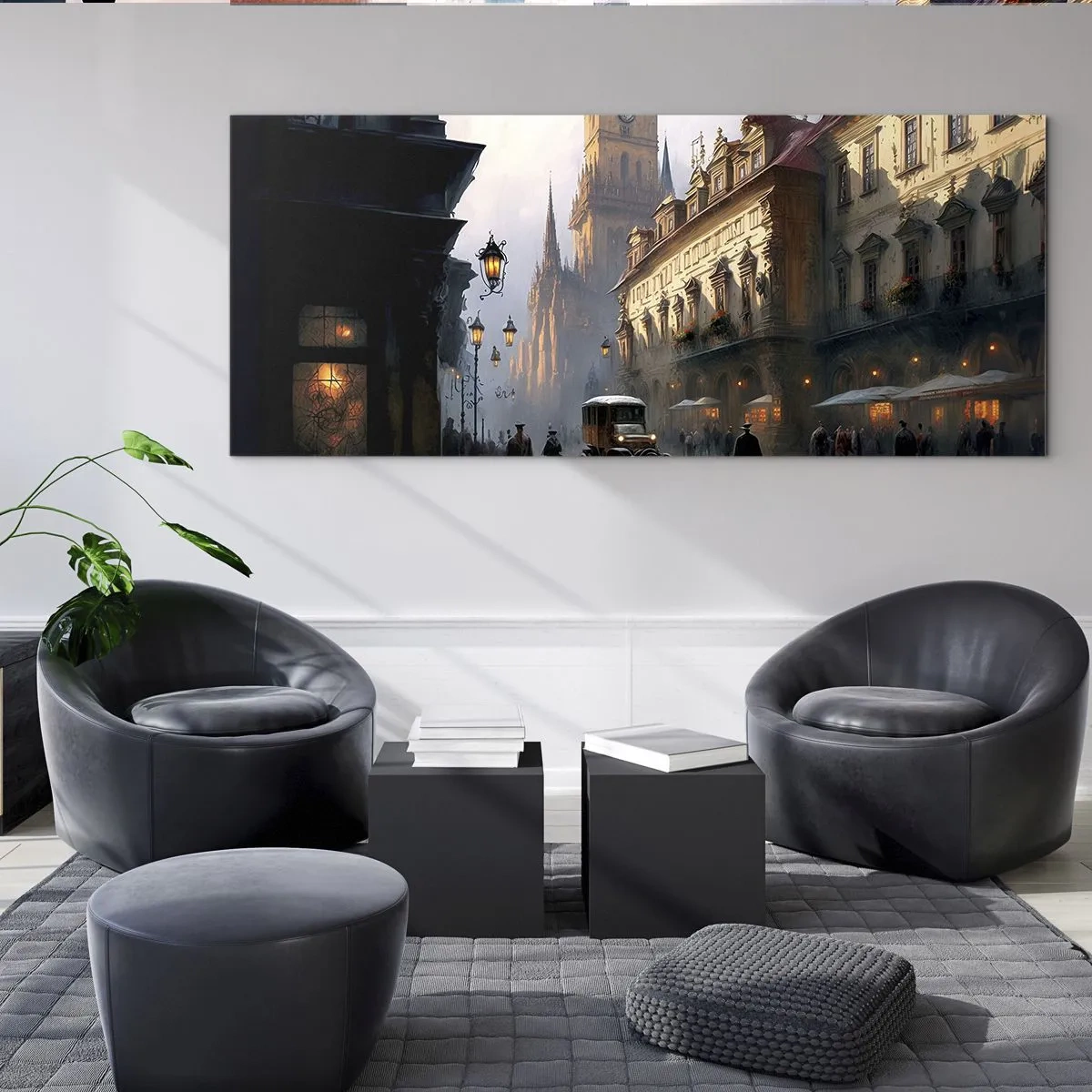 Impression sur verre - Image sur verre - Le charme d'une soirée pragoise - 90x30 cm