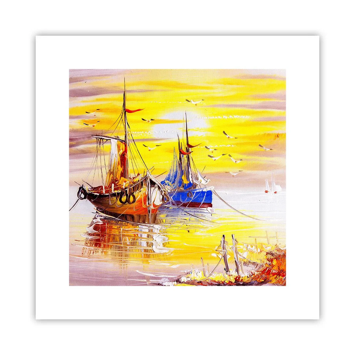 Affiche - Poster - Un repos bien mérité au port - 30x30 cm