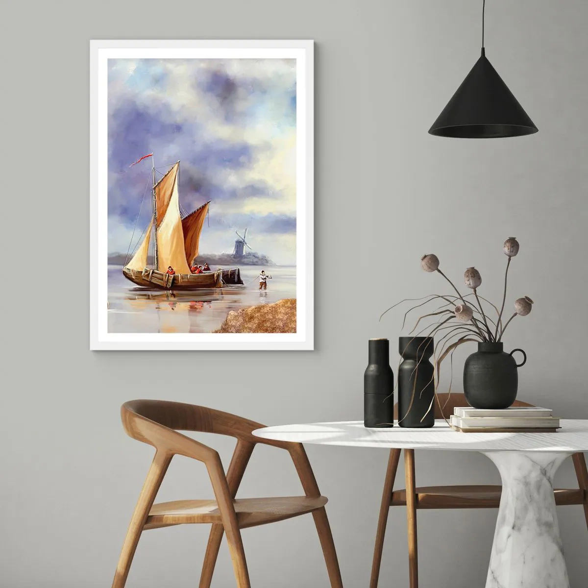 Affiche dans un cadre blanc - Poster - Retour de marin - 40x50 cm