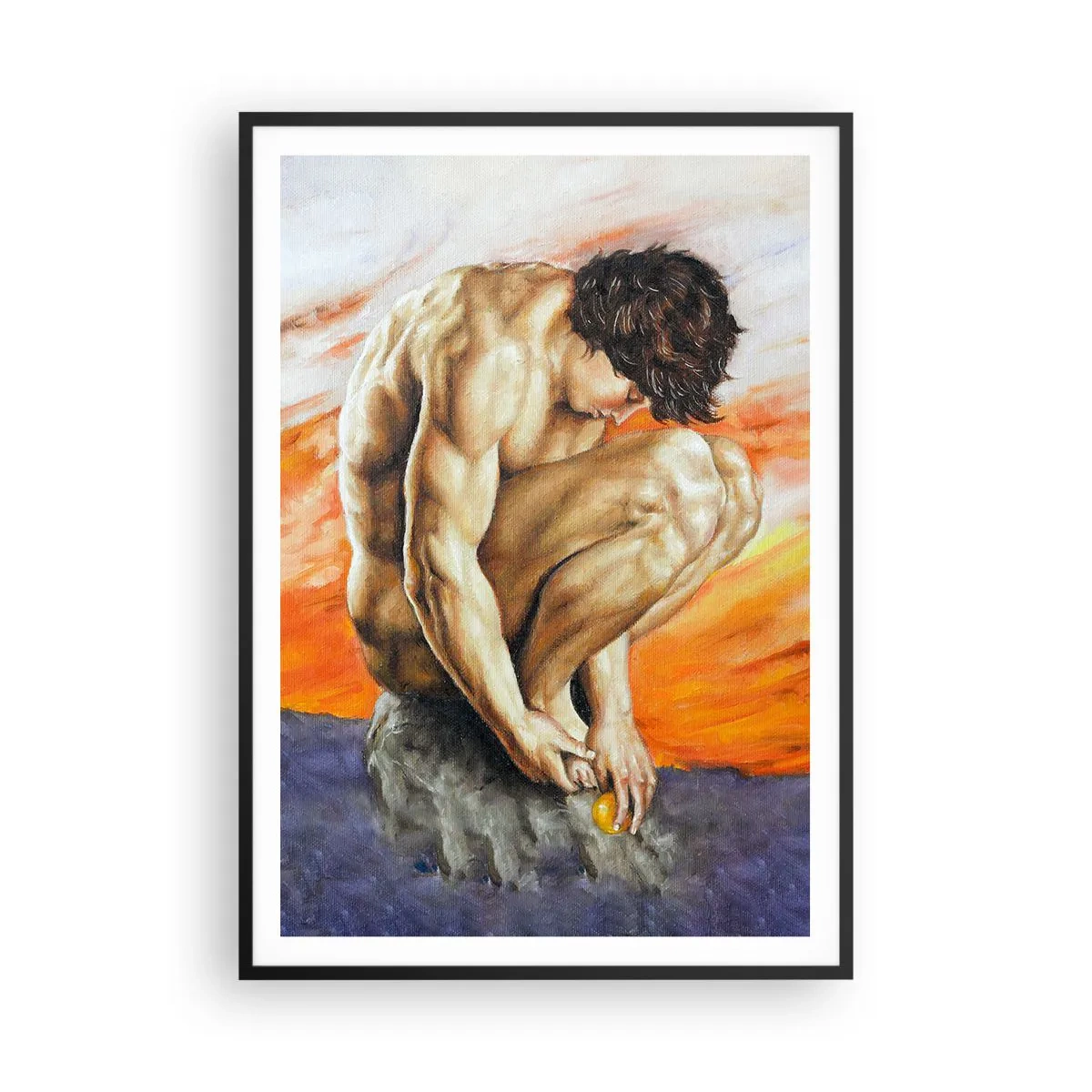 Affiche dans un cadre noir - Poster - Plongé dans ses pensées - 70x100 cm