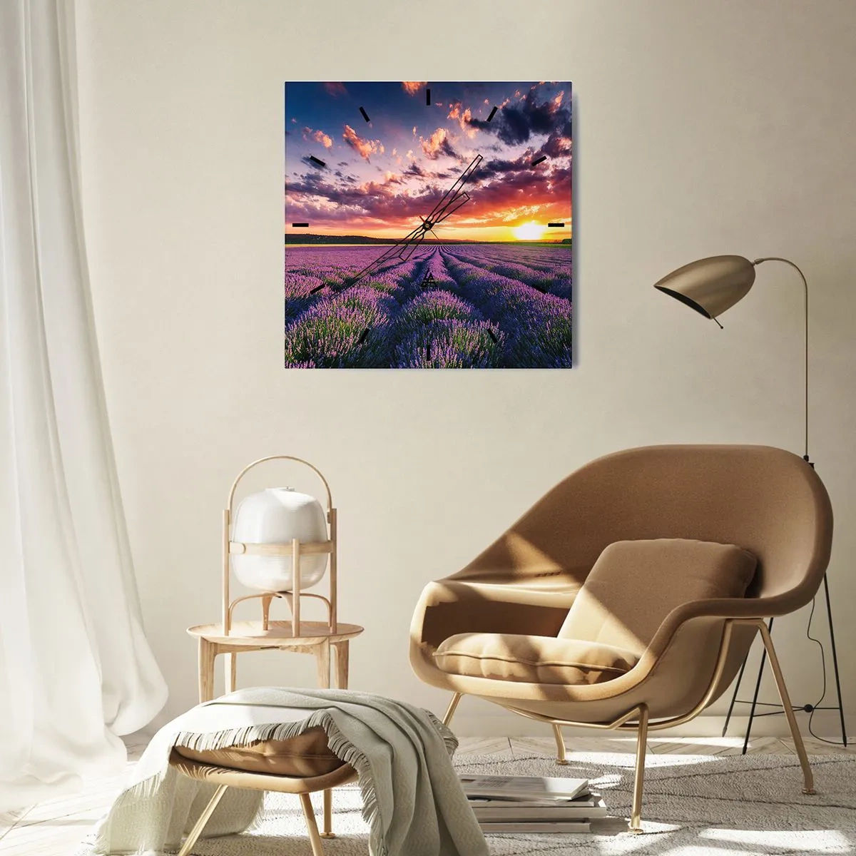 Horloge murale - Pendule murale - Monde de lavande - 40x40 cm