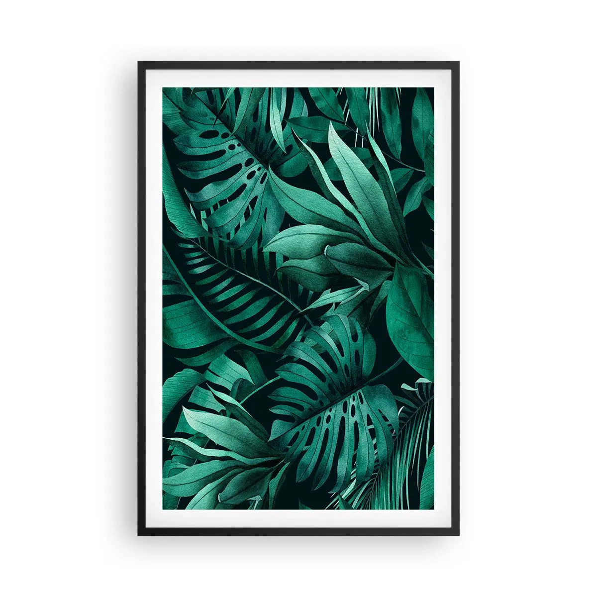 Affiche dans un cadre noir - Poster - Profondeur du vert tropical - 61x91 cm