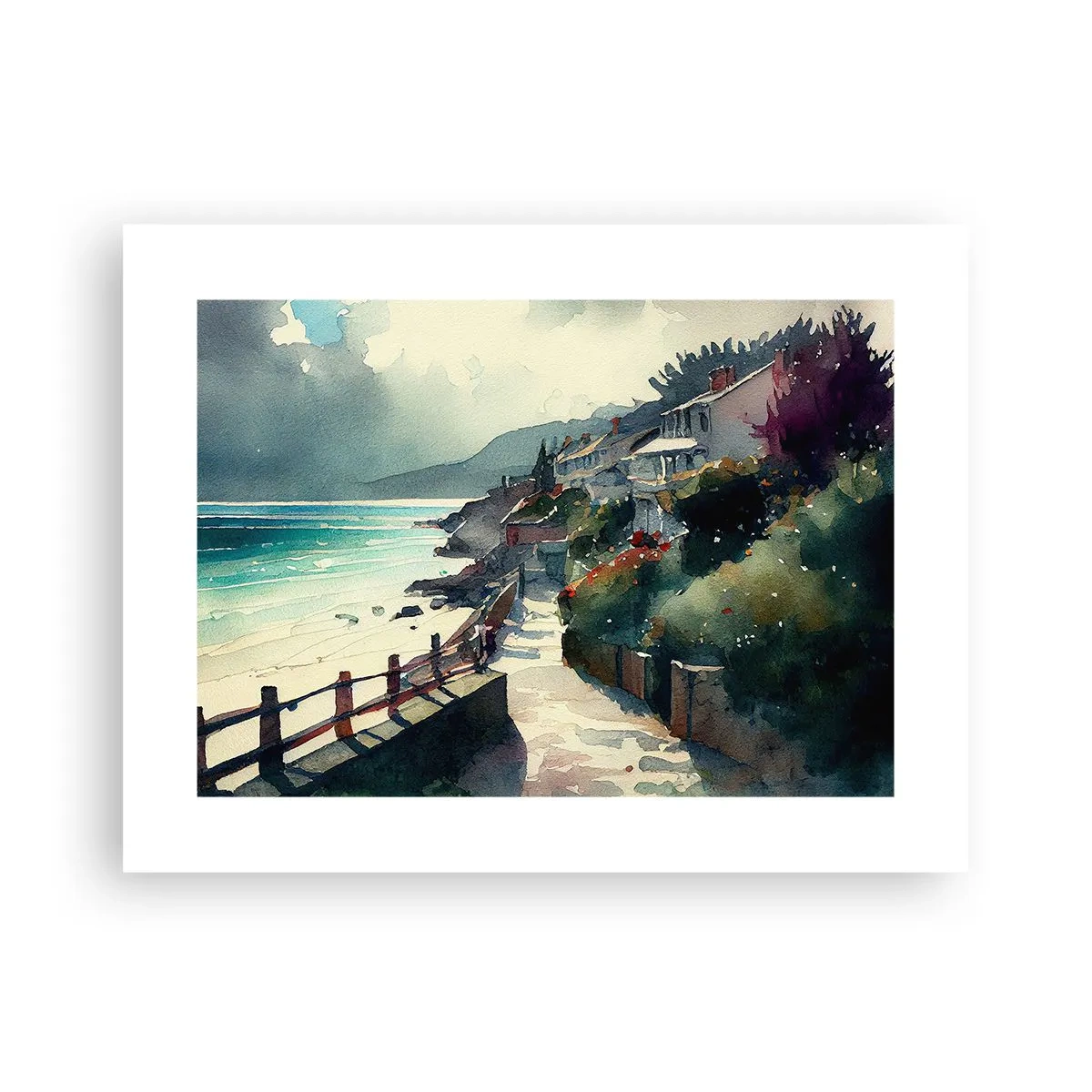 Affiche - Poster - Ville méditerranéenne - 40x30 cm