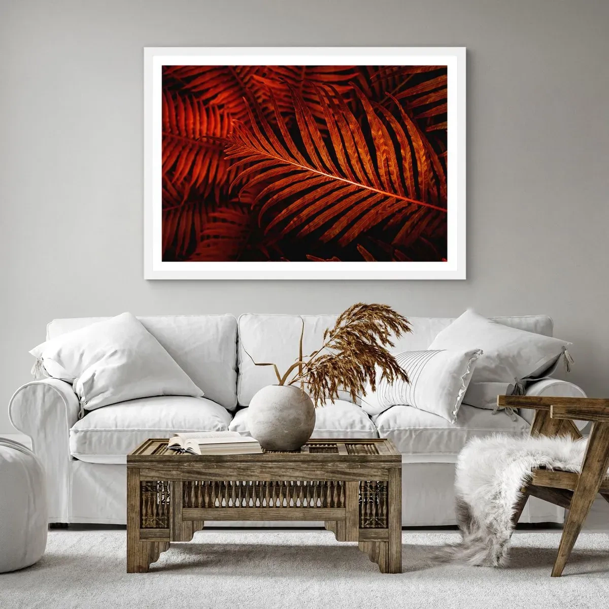Affiche dans un cadre blanc - Poster - Chaleur de la vie - 100x70 cm