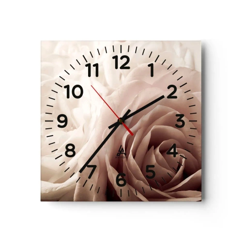 Horloge murale - Pendule murale - Au coeur d'ue la rose - 30x30 cm