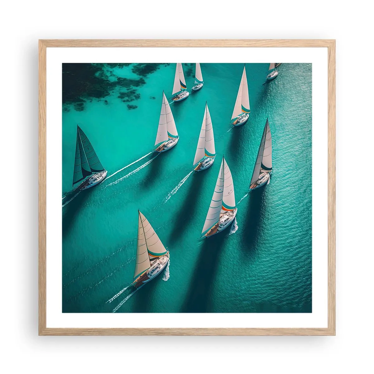 Affiche dans un chêne clair - Poster - Dans une compétition avec le vent - 60x60 cm