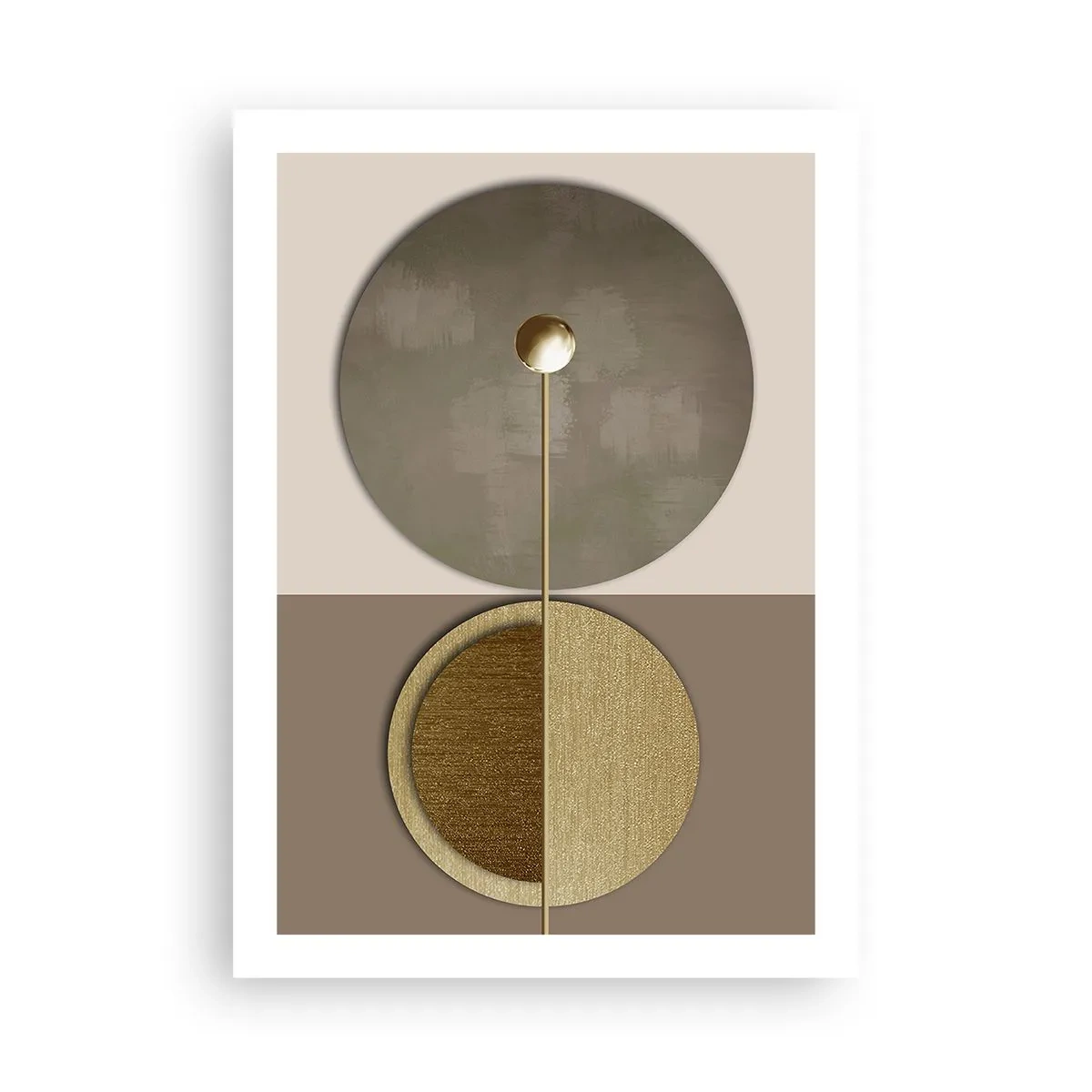 Affiche - Poster - Abstraction géométrique moderne dans les tons or et beige - 50x70cm - Équilibre parfait - Décoration murale moderne pour le salon et la chambre ARTTOR