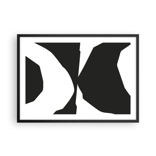 Affiche dans un cadre noir - Poster - Motif de contraste abstrait en noir et blanc - 70x50cm - Positif négatif - Décoration murale moderne pour le salon et la chambre ARTTOR