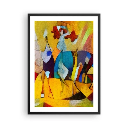 Affiche dans un cadre noir - Poster - Figures colorées dans un style abstrait - 50x70cm - Soleil - vie - joie - Décoration murale moderne pour le salon et la chambre ARTTOR