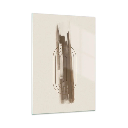 Impression sur verre - Image sur verre - Abstraction dans les tons de marron avec un motif minimaliste - 50x70cm - Parfum de gris - Décoration murale moderne pour le salon et la chambre ARTTOR