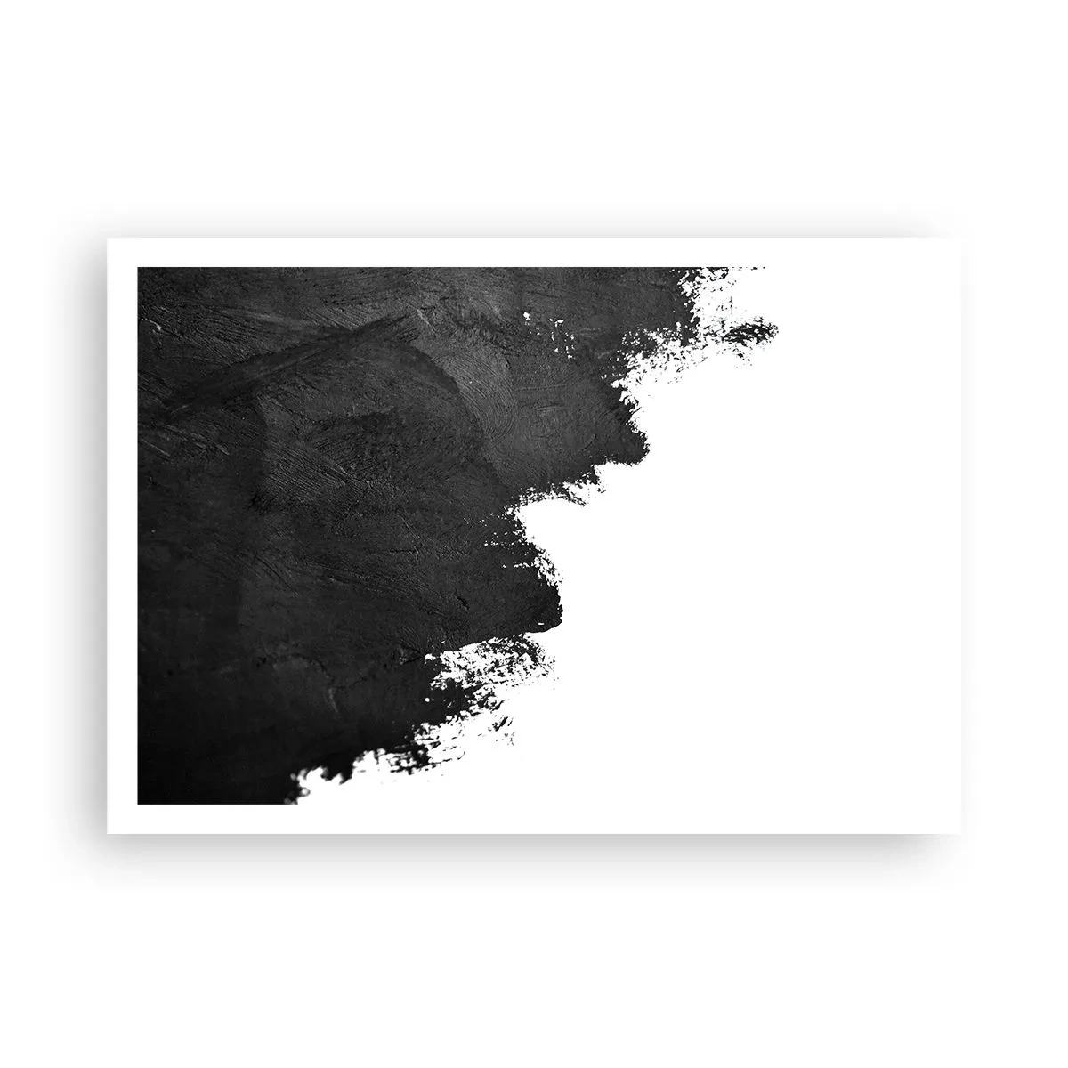 Affiche - Poster - Abstraction en noir et blanc avec des coups de pinceau contrastés - 100x70cm - Éléments : terre - Décoration murale moderne pour le salon et la chambre ARTTOR