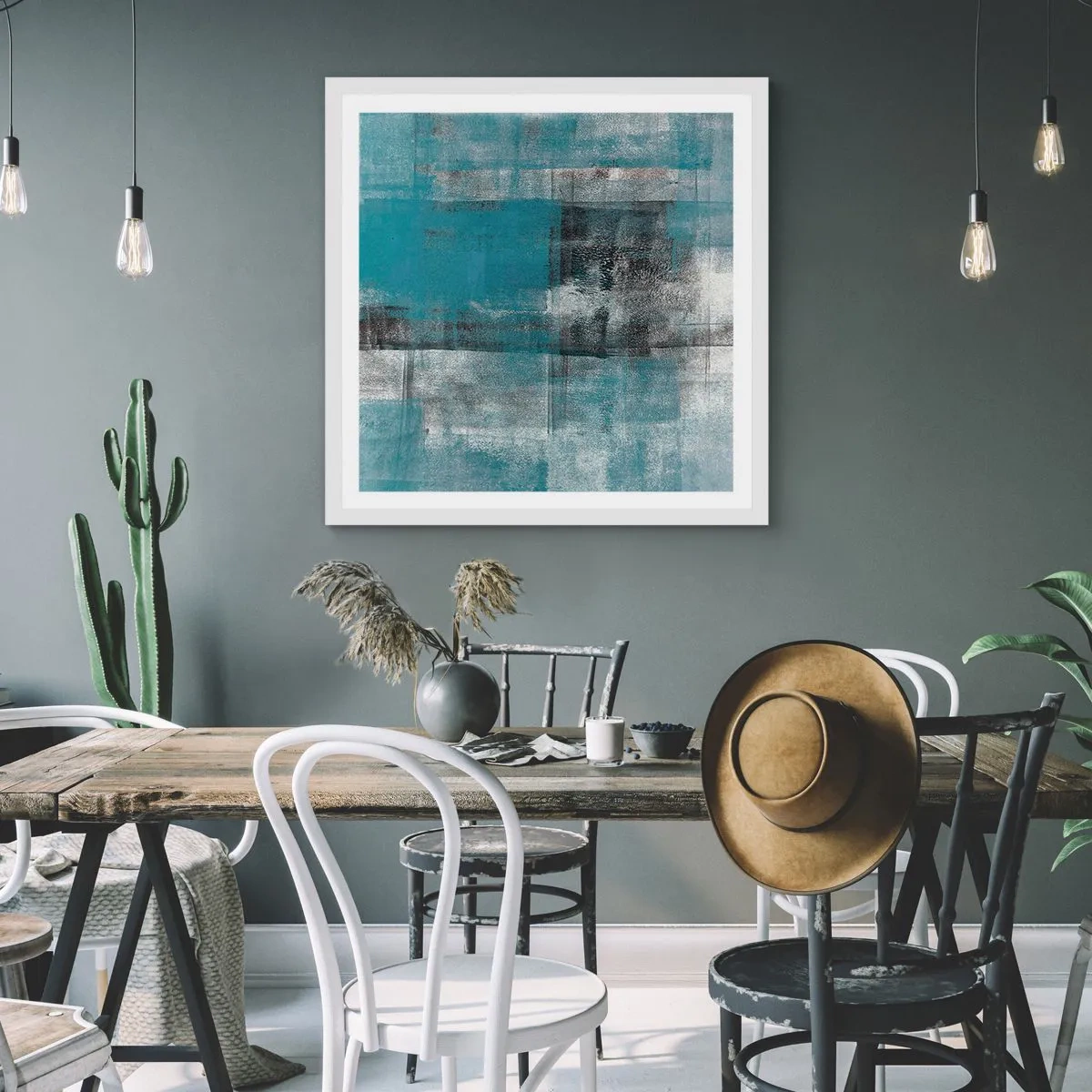 Affiche dans un cadre blanc - Poster - Eau et air - 60x60 cm